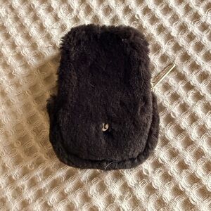 Lululemon Black Fuzzy Pouch with Gold Zipper